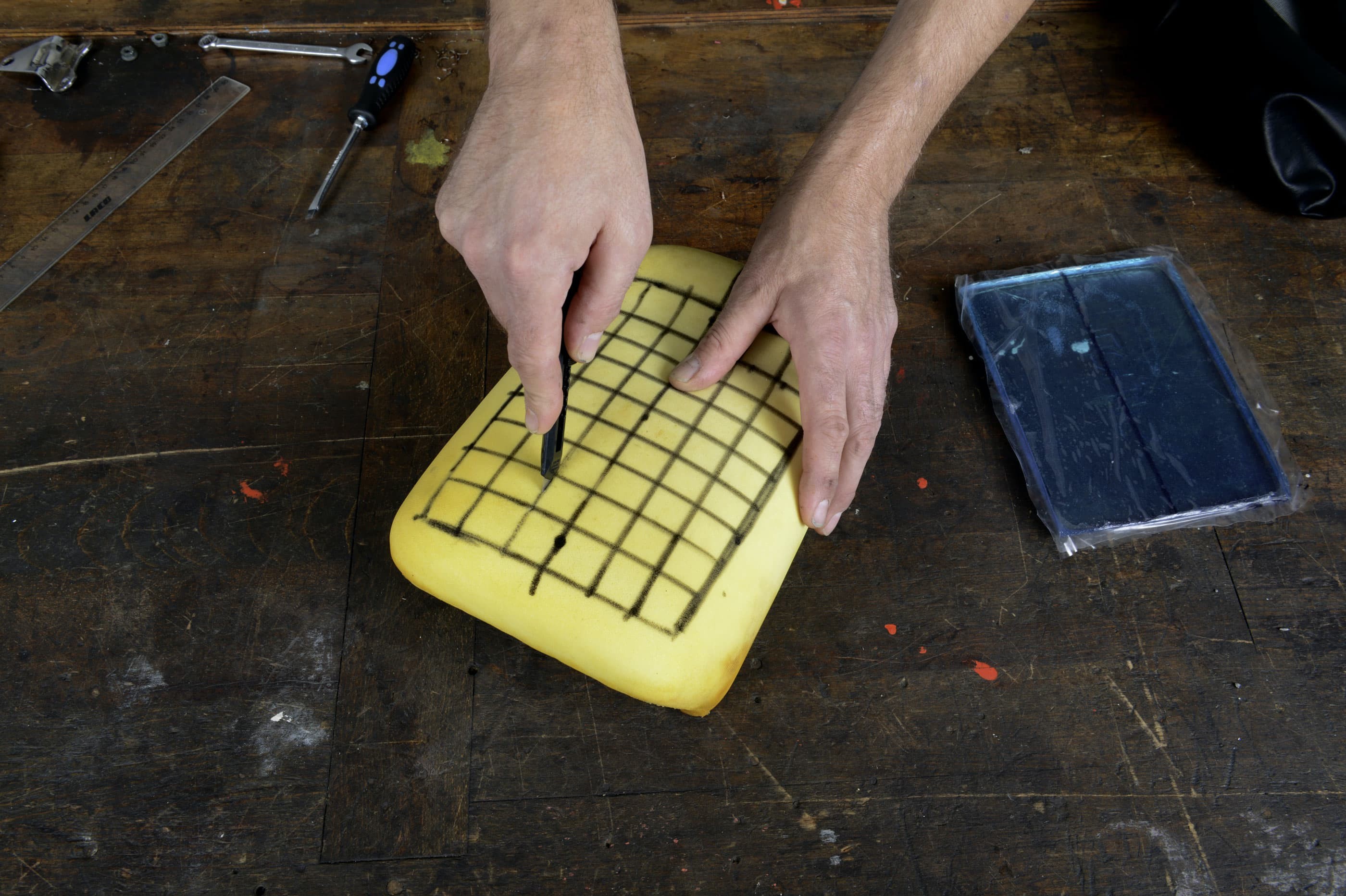 Step 5: Cut the recess for the gel pad in the seat foam   