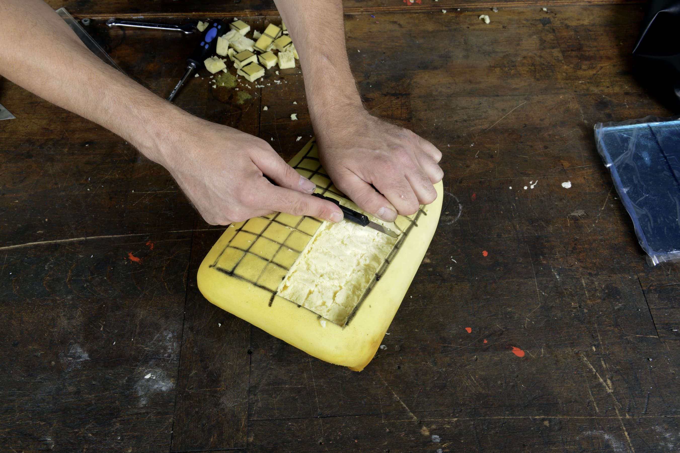 Step 6: Cut out foam to make the recess