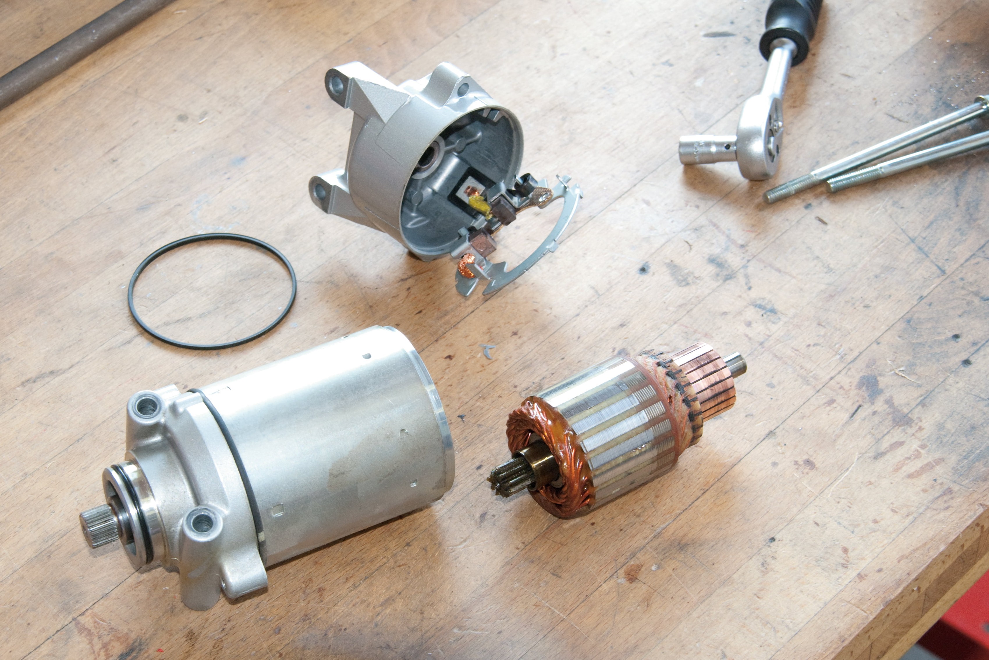 Step 2, Fig. 1: Dismantled starter motor