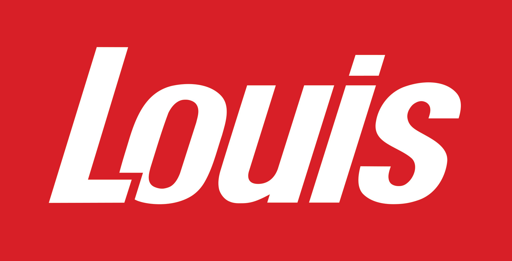 KI generiert: Das Bild zeigt das Logo des Unternehmens Louis in weißer Schrift auf rotem Hintergrund. Der Hauptgegenstand des Bildes ist der Markenname "Louis".