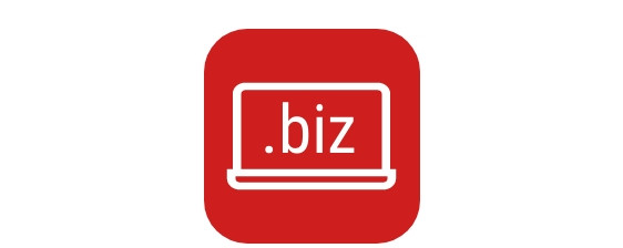 Icon mit Laptop und „.biz“ zur Darstellung eines B2B‑Online‑Angebots.