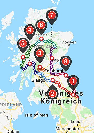 Klassische Schottland-Route Karte