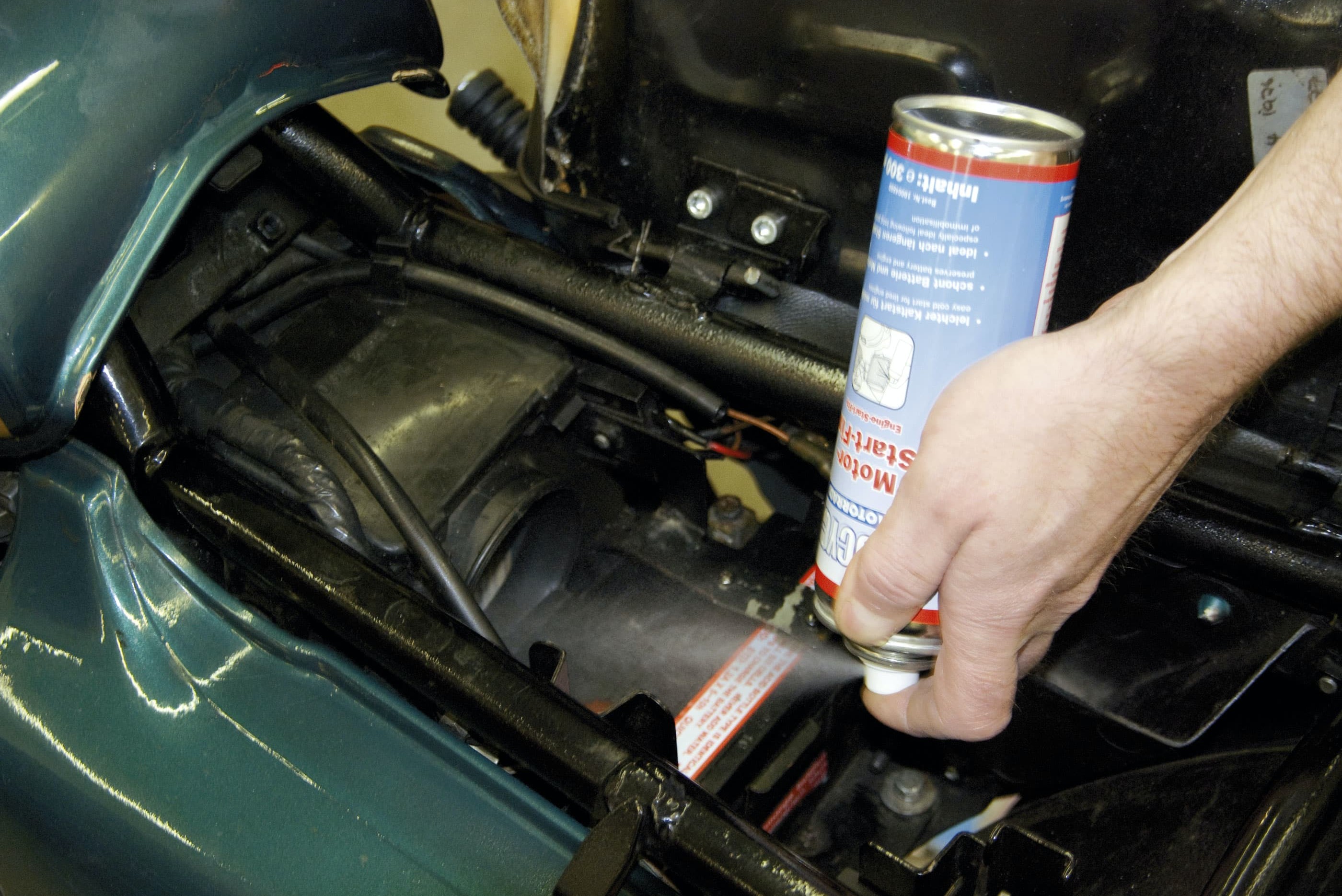 Step 1: Spray Start-Fix into the airbox