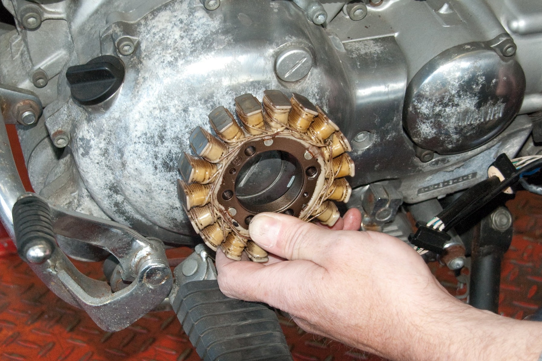 Step 2, Fig. 1: Stator of a 3-phase alternator