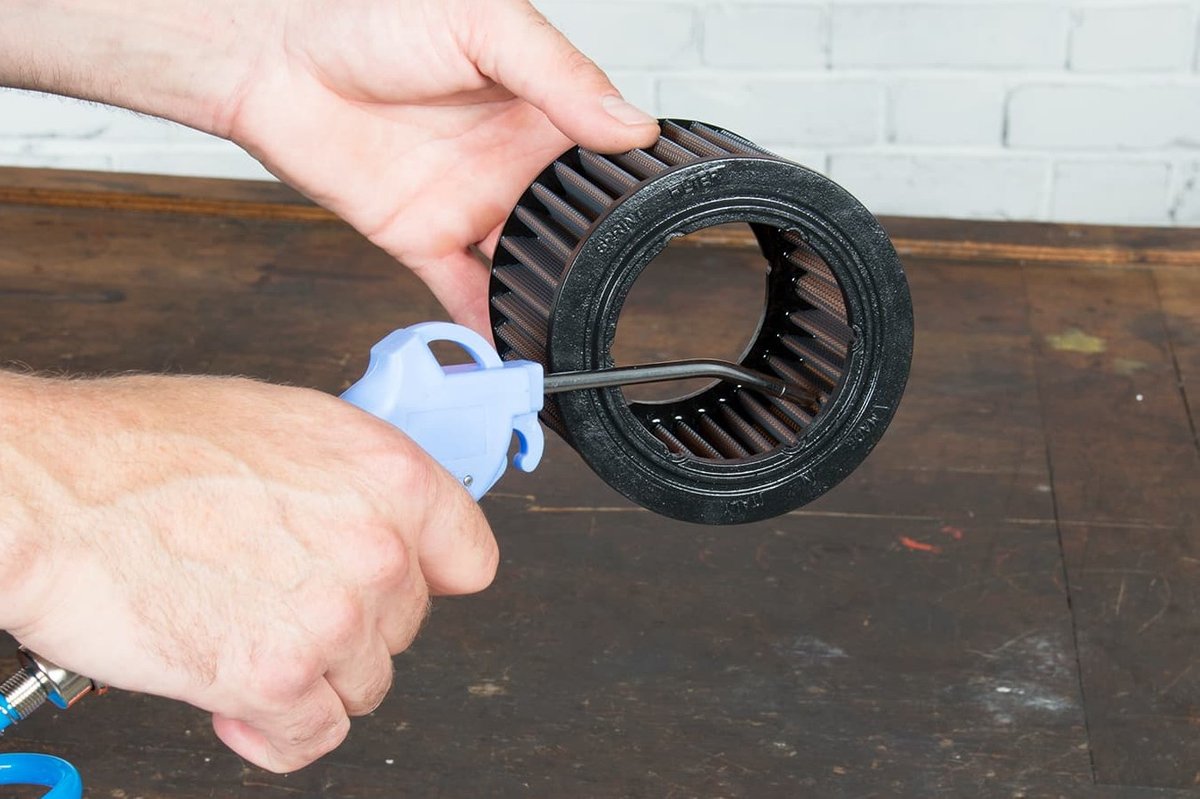 Step 3: Blow out the permanent air filter with compressed air