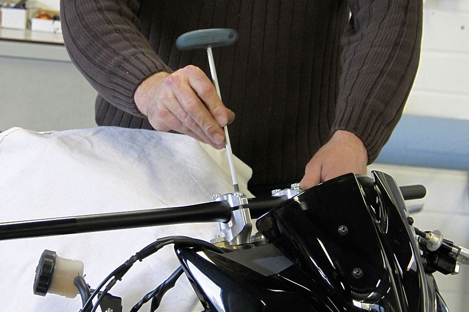 Step 5: Install new clamps, align handlebar